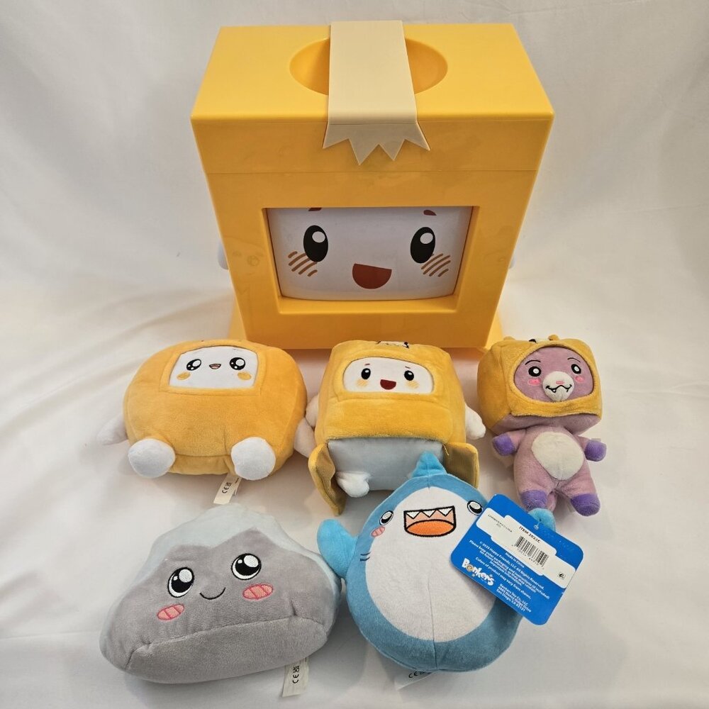 Lanky Box Lot Of 5 Plush & Really Big Boxy Box Foxy, Boxy, Rocky, Thicc Shark